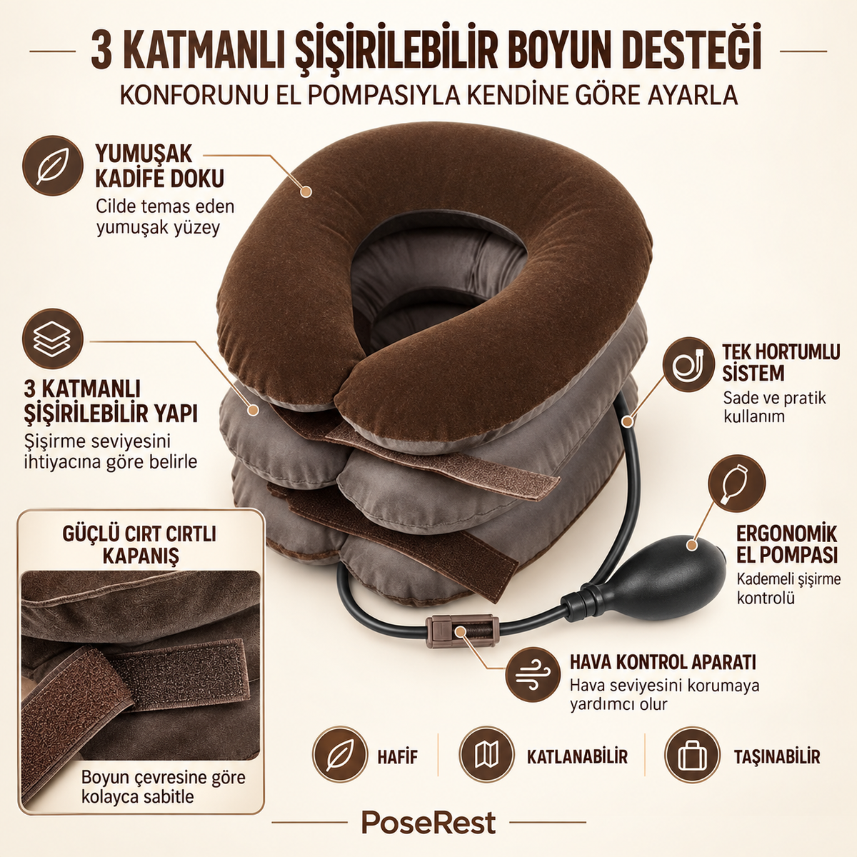 Kademeli Ayarlanabilir Boyun Gevşetme Yastığı