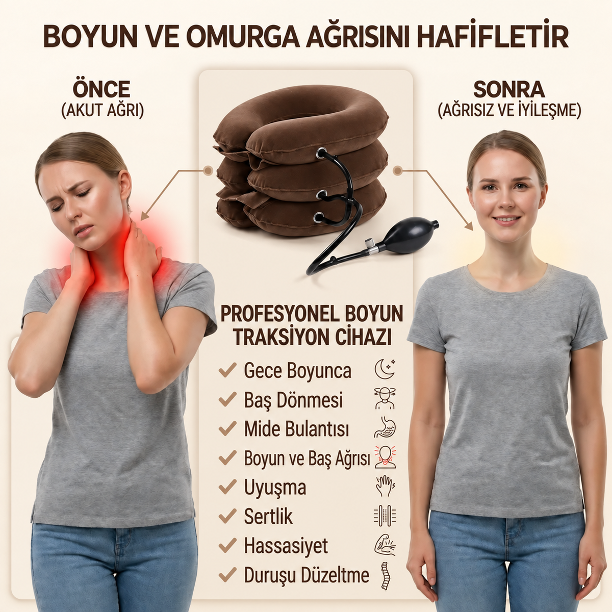 Kademeli Ayarlanabilir Boyun Gevşetme Yastığı
