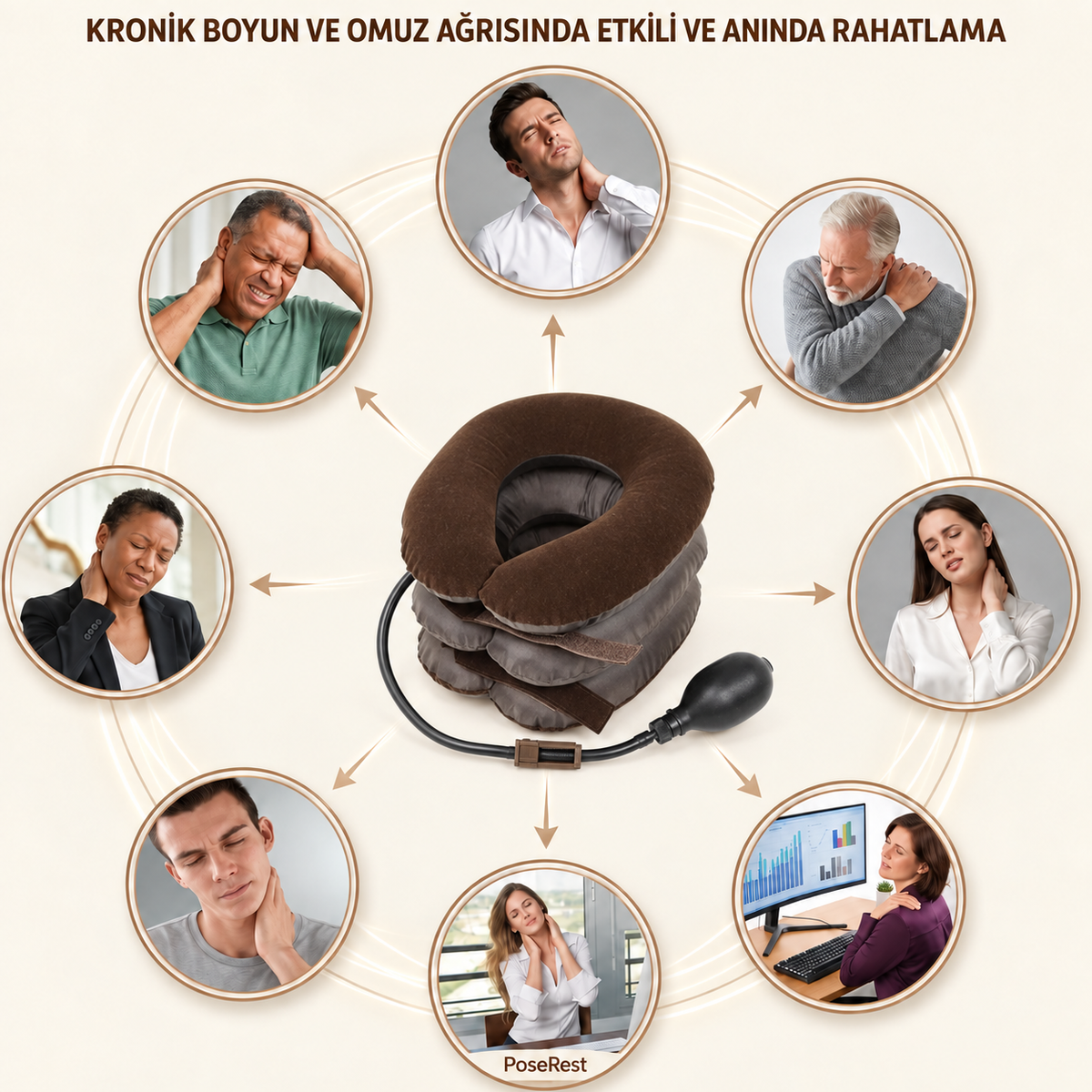Kademeli Ayarlanabilir Boyun Gevşetme Yastığı