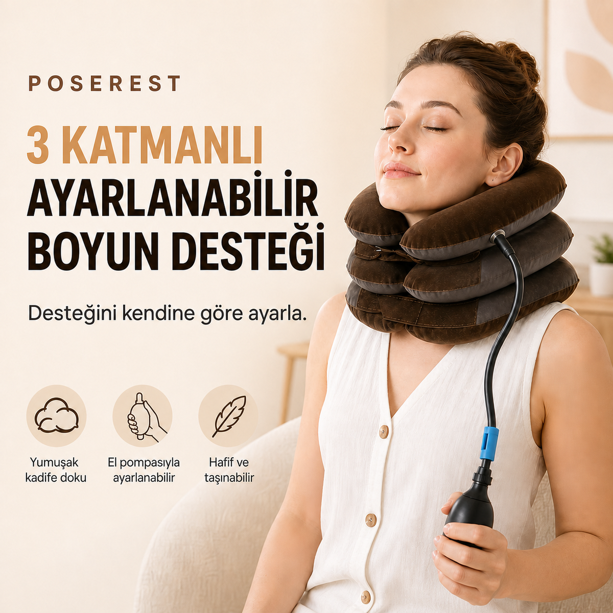 Kademeli Ayarlanabilir Boyun Gevşetme Yastığı